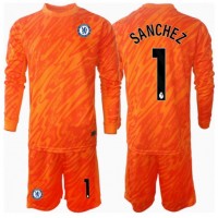 Fotballdrakt Barn Chelsea Robert Sanchez #1 Keeper Hjemmedraktsett 2024-25 Langermet (+ Korte bukser)